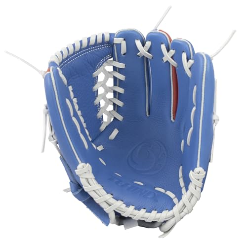 PHINIX Full Grain Leather Baseball Glove Sizes 11Inch -12 Inch - color: Blue&Red, size: 11"