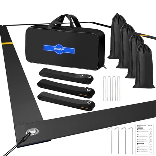 Professional Beach Volleyball Lines for Sand 26.3' X 52.6'| 30' X 60', 2 inch, Better Visible, Upgraded Weather Resistance, with Metal Anchors & Sand Bags - color: Black, size: Standard 26.3x52.6 FT