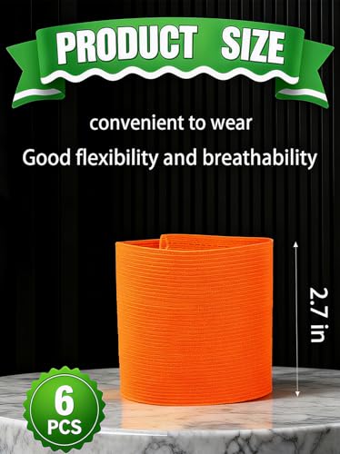 Captain's Armband Soccer Football Rugby Captain Armbands for Youth and Adult,Anti-Drop Design - Pack of 6 - color: 6 Orange /No C