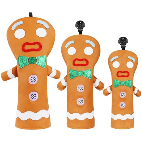 Funny Golf Club Head Cover Driver Headcover Fairway Wood Headcover Hybrid Club Head Cover Brown Monster Cookie - style: Custom 1FH