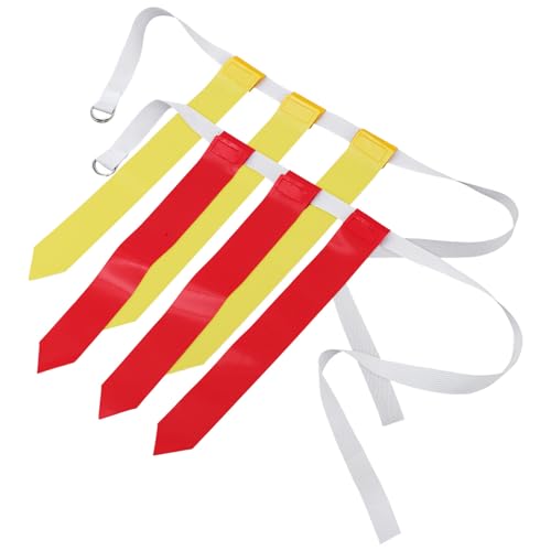 ibasenice Flag Football Belt 2pcs Set with Red and Yellow Flags, Reusable Adjustable Rugby Waist Belt for Youth Adults, Outdoor Football Training Gear and Game Supplies
