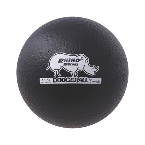 Champion Sports® Rhino Skin® Low Bounce Dodgeball Sets & Singles for Playground, PE, Backyard & League Games – Team Sports Equipment for Youth & Adults - color: Black, size: 6 Inch - Single Ball