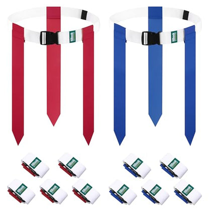 Flag Football Belts, 10/14 Player White Flag Football Sets for Youth, Kids and Adults Team Sports Training Games - color: Red and Blue