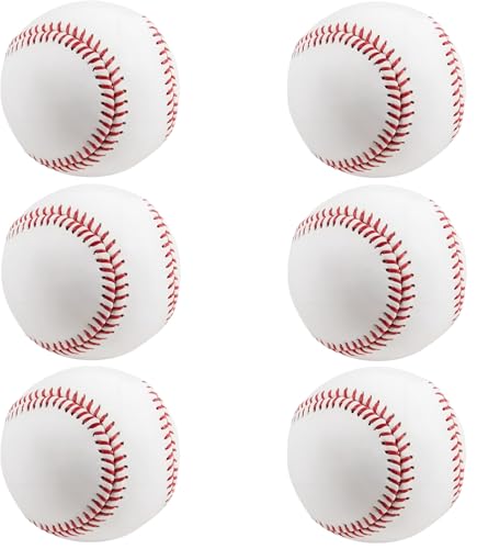 Rarapop Blank Standard Baseball Balls, Official Size 9 Inch Leather Covered Practice Baseball Training Ball for League Play, Pitching, Hitting, Batting, Fielding, Autograph - style: Soft-6pack