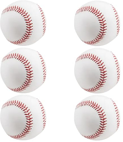 Rarapop Blank Standard Baseball Balls, Official Size 9 Inch Leather Covered Practice Baseball Training Ball for League Play, Pitching, Hitting, Batting, Fielding, Autograph - style: Soft-6pack