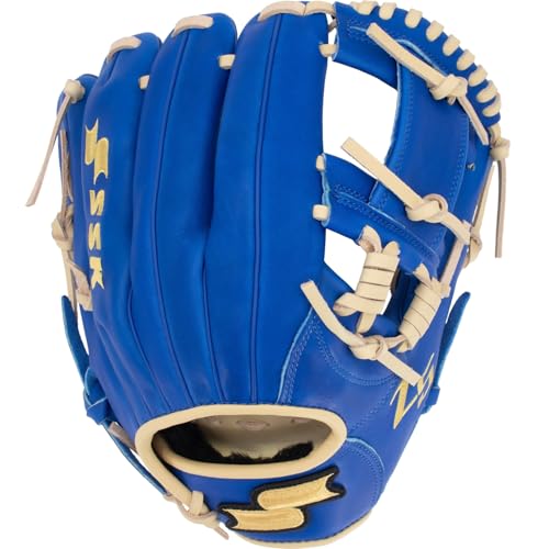 SSK Z5 Craftsman Youth Baseball Glove – 10.5” – 11” – 11.25” – 11.5” Right & Left Hand Throw - color: Royal/Camel - I Web, size: 11.5" - Left Hand Throw