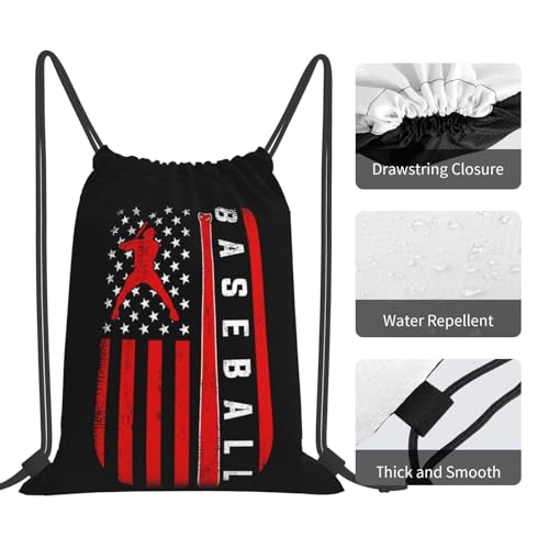 American Baseball Flag Unisex Drawstring Backpack Bag Sport Gym Travel Swim Sackpack - color: American Baseball Flag2