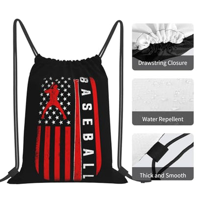 American Baseball Flag Unisex Drawstring Backpack Bag Sport Gym Travel Swim Sackpack - color: American Baseball Flag2