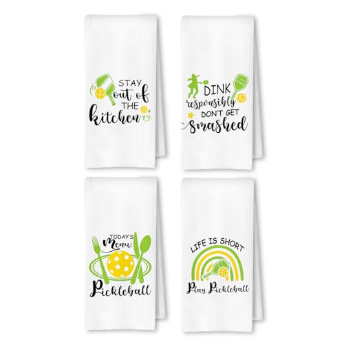 Funny Pickleball Gifts Kitchen Towels Set of 4, Pickleball Lover Gifts Dish Tea Towels for Kitchen Decor, Pickleball Gifts for Women Men Pickleball Lovers, 16x24 Inch - color: 4psc-funny Pickleball