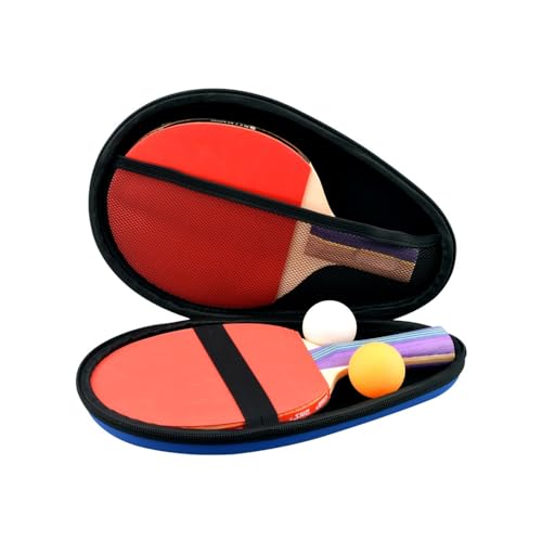 MiOYOOW Table Tennis Racket Case, Hard Shell Ping Pong Storage Bag Ping Pong Paddles Case with Zipper Can Hold 2 Short-Handled Rackets or 1 Long-Handled Racket