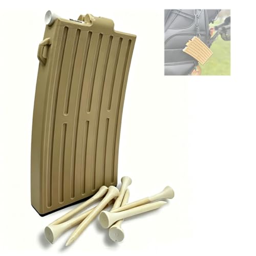 for Automatic Golf Tee Holder Three Color Automatic Golf Tee Magazine Dispenser with 18 Tee Slots Golf Tee Holder for Bag Tee Box Golf Accessories Gift - color: Brown, size: 3.25"