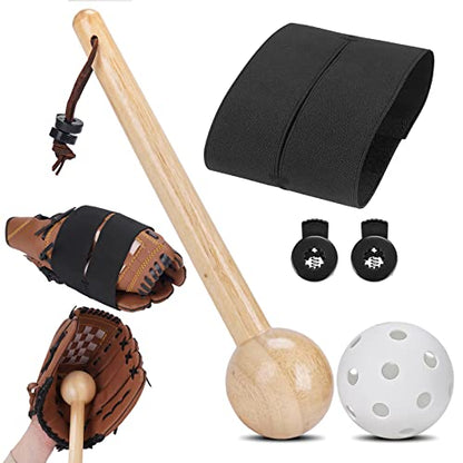 Baseball Glove Break-in kit for Men & Adult, One-Piece Structure Baseball Glove Mallet, Baseball Mitts Wooden Shaping Hammer, Softball Glove Wrap Band, Plastic Practice Ball & Glove Locks - style: Break-in kit