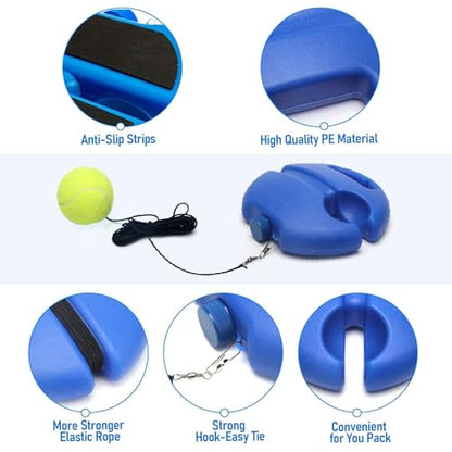 Solo Tennis Trainer, 2026 New Trainer Rebound Ball with Anti-Tangle String and Weighted Base, Portable Tennis Rebounder Kit, Multifunctional Self Training Tool Equipment Kit for Beginners - color: Blue