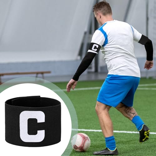 6 Pack Captain Arm Bands for Soccer, 7x33 Cm/2.75x13 Inch Black Soccer Captain Armband Adjustable Leader Armband Team Sport Arm Band Football Basketball Player Band for Adult Youth Football Team