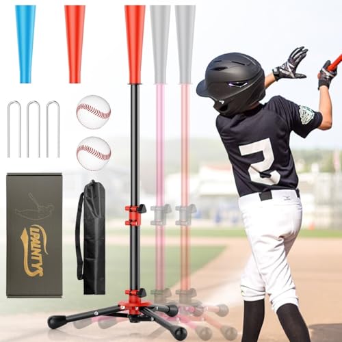 Batting Tee for Baseball/Softball,Baseball Tee for Kids, Batting Tees for Baseball with Carry Bag, Portable Stable Tanner Tee, Baseball Training Equipment Aged 3-12 - color: Black