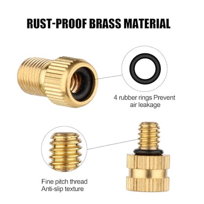 NQEUEPN 19pcs Bicycle Valve Adapter Set for Presta Schrader, Brass Bike Tire Valve Adapter Includes Ball Pump Needles Inflatable Needles Air Pump Needles Caps for Sports Balls Bikes Inflatable Device