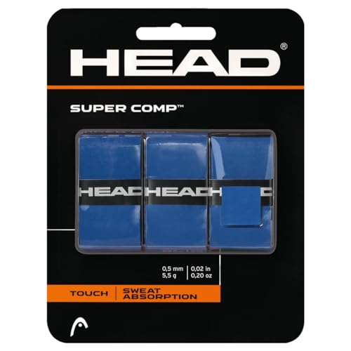 Head Super Comp Racquet Overgrip - Tennis Racket Grip Tape - 3-Pack, - color: Blue, size: One Size