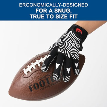 Youth Football Gloves Kids Silicone Grip Receiver Gloves with Super Stick Ability for Best Game Experience