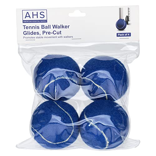 AHS American Hospital Tennis Balls for Walker Legs Tennis Balls for Walkers for Seniors | Complete Support & Surface Protection | Pack of 4 Precut (Blue)
