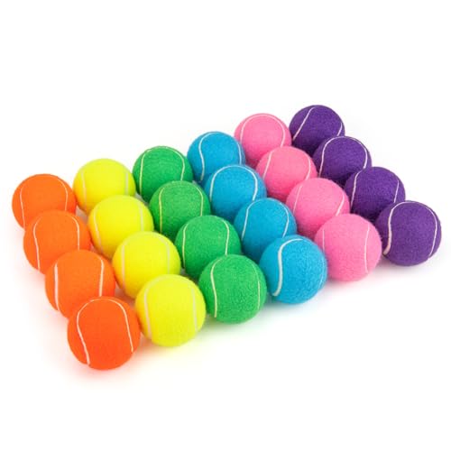 PHOEPET 24-Pack Tennis Balls for Beginner Training Practice- Bulk Dog Balls for Fetch Chew Toys(Mix Colors) - color: Mix Colors-24 Pack, size: Medium 2.5"- 24 Pack