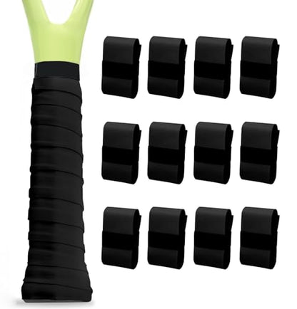 Tennis Racket Grip Tape, 3/6/12 Pack Precut Anti Slip Tennis Grip Tape, Absorbent Dry Feel Tennis Grips Overgrip for Tennis, Pickleball - color: Black