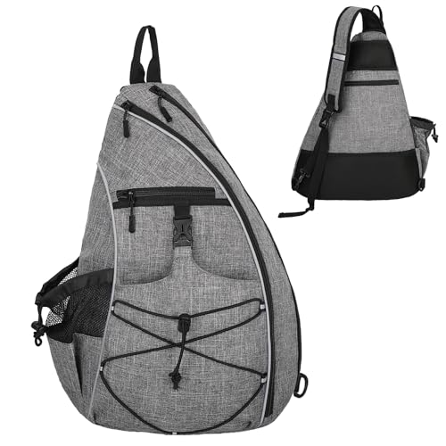 Goloni Pickleball Sling Bag for Men Women, Lightweight Pickleball Backpack with Fence Hook - color: Grey