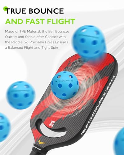 Warping Point Pickleball Balls | 26 Holes, 40 Holes | 4 Pack, 12 Pack | Meet USAPA Specifications | High Bounce Durable Practice Pickle Ball for Beginner & Intermediates | Orange, Blue, Yellow, Green - size: 12 pack