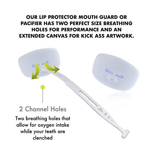 DAMAGE CONTROL Pacifier Mouthpiece – Football Mouthguard with Helmet Strap, Protects Teeth, Jaw & Mouth – Mouth Piece for Sports, No Boiling, Allows Airflow – Gear for Adults & Youth (White) - color: White