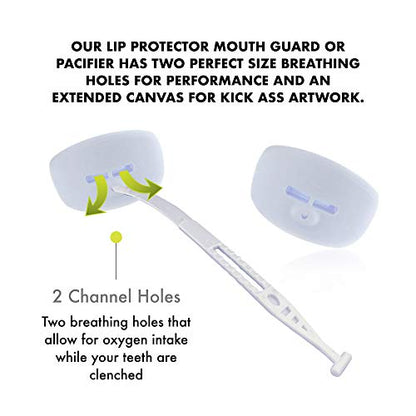 DAMAGE CONTROL Pacifier Mouthpiece – Football Mouthguard with Helmet Strap, Protects Teeth, Jaw & Mouth – Mouth Piece for Sports, No Boiling, Allows Airflow – Gear for Adults & Youth (White) - color: White