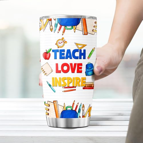 Teacher Life Rainbow Tumbler 20oz, Inspirational Teach Love Inspire Cup, Stainless Steel Thermal Coffee Mug, Appreciation Gift for Women, Back to School, Birthday, Christmas - color: Teacher Life 54