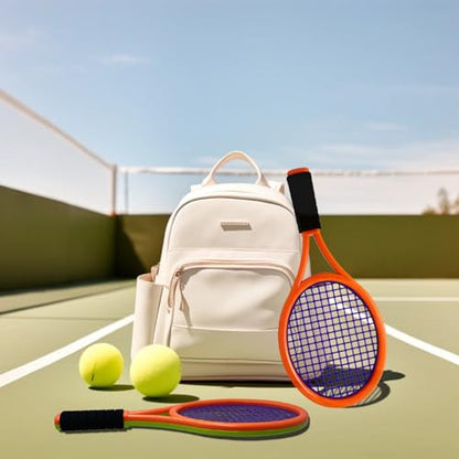 Kids Tennis Racket 17 Inch Lightweight for Junior Toddlers - Includes 2 Tennis Balls, 2 Sponge Balls, 4 Shuttlecocks & Carry Bag - color: Dark Orange & Green