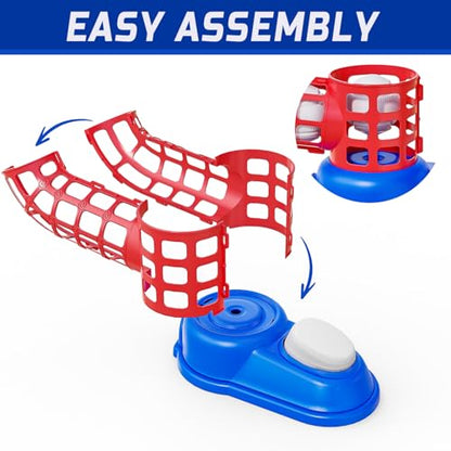 Toddler T-Ball Set for Kids – Includes 10 Balls & Baseball Bat, Easy-Hit Tee Trainer, Red/Blue, for Boys & Girls
