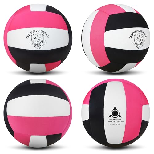 Soft Indoor Volleyballs for Girls Youth Beginners Trainer Fabric Light First Learning Volleyballs Safe Quiet Practicing Inside the House Birthday Easter Gifts - color: Pink