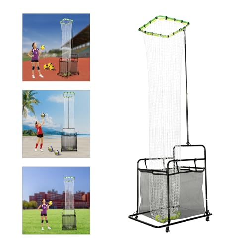 Volleyball Setting Trainer,Adjustable Height and Angle Volleyball Target Net Setter Training Equipment w/Ball Collection Bag for Beginner Outdoor Practice