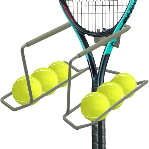 Tennis Racket Storage Rack Display Racks, Tennis Racket Holder, Holds Six Balls and Four Rackets, Wall Garage Organizer for Badminton Tennis Pingpong