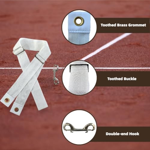 Heavy-Duty Tennis Net Center Strap with Adjustable Buckle & Rust-Proof Hook | Center Strap for Secure Net Tension and Height Stability on Tennis Courts