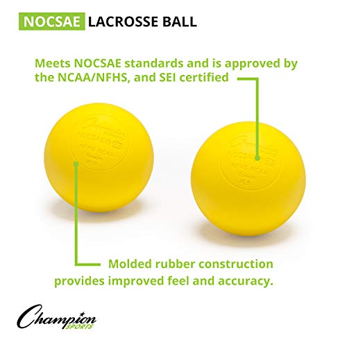 Champion Sports Lacrosse Balls Bucket - 36 Count NCAA & NFHS Certified Regulation Training & Game Balls - Yellow - color: Yellow