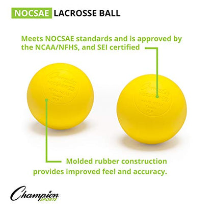 Champion Sports Lacrosse Balls Bucket - 36 Count NCAA & NFHS Certified Regulation Training & Game Balls - Yellow - color: Yellow
