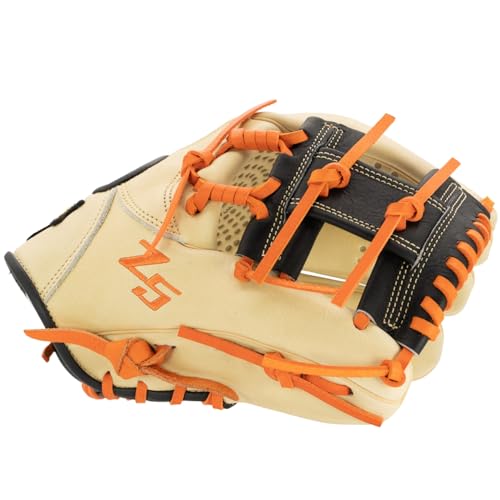 SSK Z5 Craftsman Infield Baseball Glove – 11.25” - 11.5” - 11.75” - 12” – Right & Left Hand Throw - color: Camel/Black/Orange, size: 11.5" - Left Hand Throw