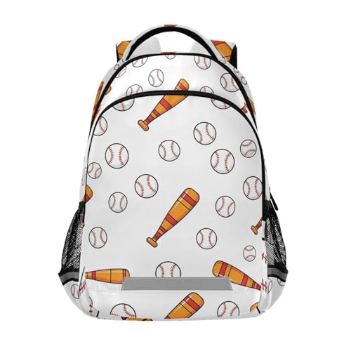 Baseball Bats and Balls Large School Backpacks with Chest Strap for Boys Girls Students,Lightweight Bookbags 17 Inch, Portable Casual Daypack Bags - color: Baseball Bats and Balls