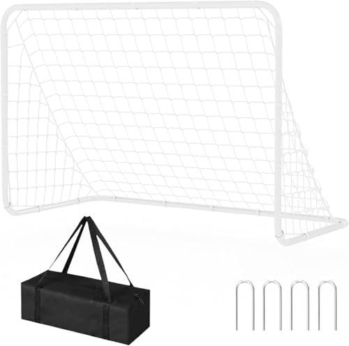 Soccer Goals, 6 * 4FT Portable Soccer Goal for Kids, Foldable Football Net and Frame for Backyard Outdoor, Sport Games Training Practice Goal Set for 3-11 Children or Youth, White - style: 6 × 4FT