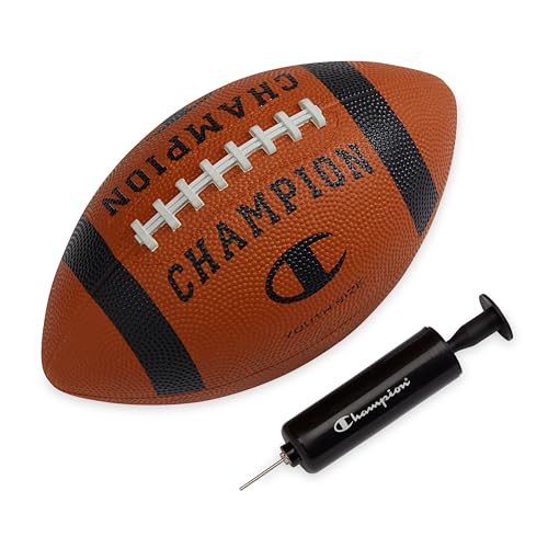 Champion Blitz Football, All-Weather Football, Enhanced Grip, Durable Rubber Cover and Molded Laces, for Outdoor Sports & Training, Includes 6 Ball Pump - color: Classic/Black, size: Youth