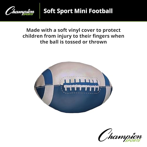 Champion Sports Soft Foam Mini Football, Blue/White, 8"