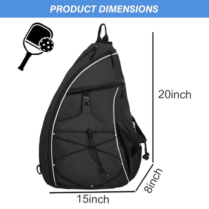 WOLT Pickleball Bag,Crossbody Sling Bags for Women Men,Pickleball Backpack with Fence Hook for Tennis, Racketball - color: Black_Left