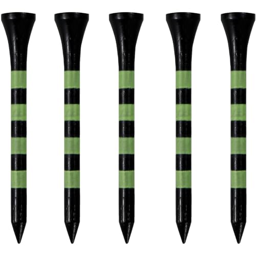 Wooden Golf Tees 3-1/4", 2-3/4", 2-1/8", 1-1/2" Available, 100 Count (Natural Color, White, Black, Blue, Red, Green, Yellow, Pink, Orange) - color: Black & Green, size: 2 3/4 Inch