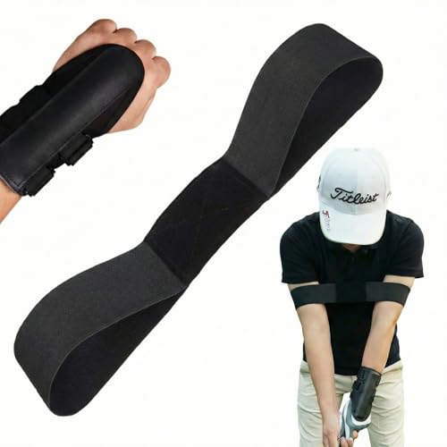 2-in-1 Golf Swing Training Aid with Arm Band & Wrist Strap, Lightweight Golf Practice Kit to Improve Swing Form and Wrist Position for Beginners