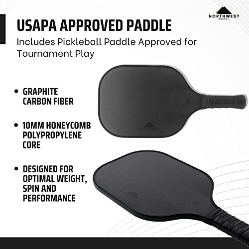 Pickleball Backpack with Built-In Combination Lock + USAPA Approved Pickleball Paddle – Black