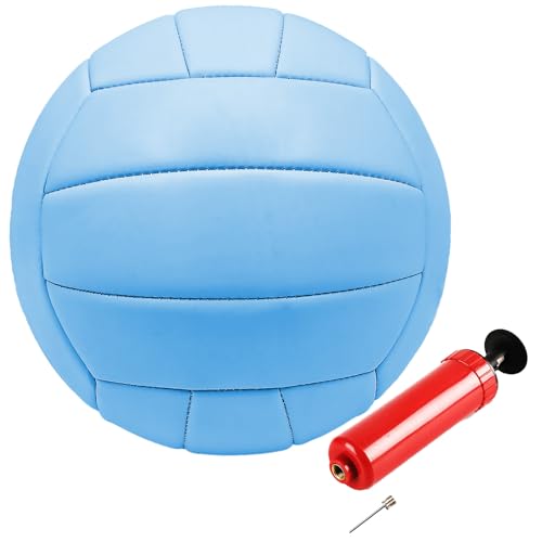ABAJI Volleyball Official Size Thicker PVC Pure Color with Pump Waterproof Anti-Explosion Design Training Practice Indoor Outdoor Beach Pool Play - color: Blue