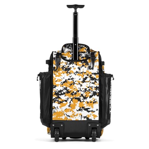 Boombah Rolling Catchers Superpack Baseball/Softball Gear Bag Digital Camo - 23-1/2" x 13-1/2" x 9-1/2" - Multiple Colors - Telescopic Handle and Holds 4 Bats - Wheeled Version - color: Black/Gold