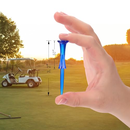 Golf Tees 3-1/4’’ 50 Count Plastic Golf Tees Reduced Friction & Side Spin Professional Unbreakable Golf Tees Durability and Stability Golf Tee - color: Blue
